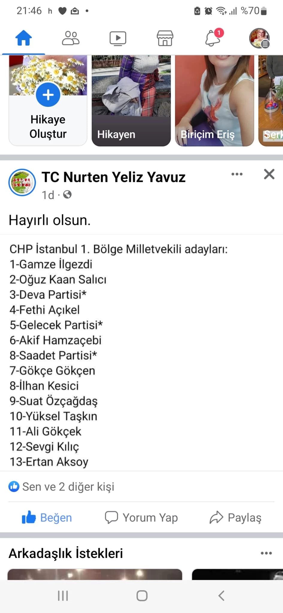 CHP  İSTANBUL MİLLETVEKİLİ ADAY LİSTESİ