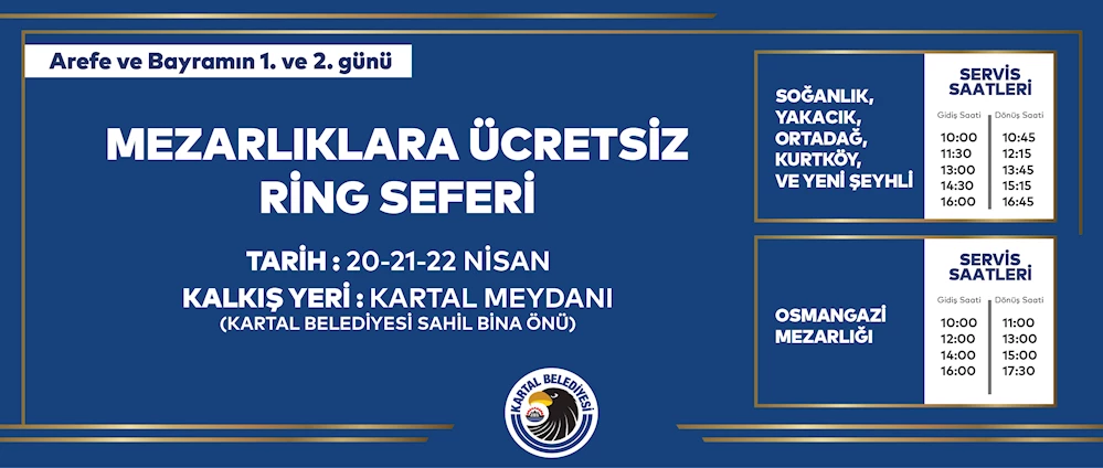 Kartal Belediyesi’nden Mezarlıklara Ücretsiz Ulaşım Hizmeti  